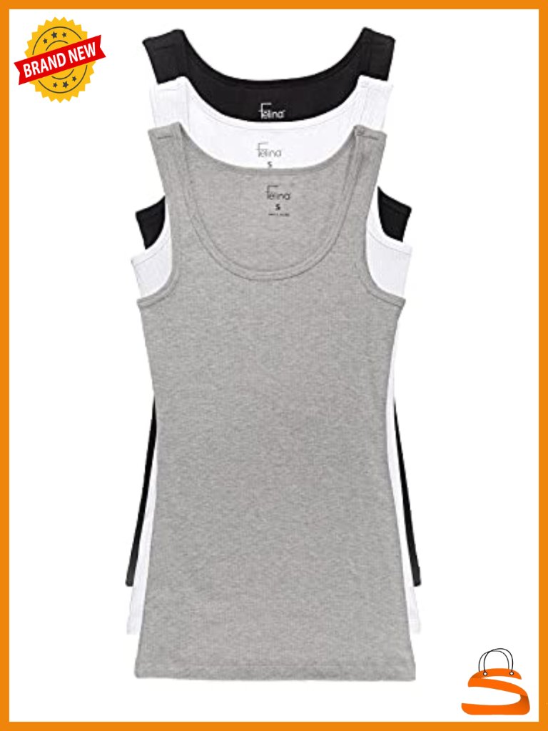 Cotton Ribbed Scoop Neck Tank Top - Sleeveless Classic Fit Workout Top